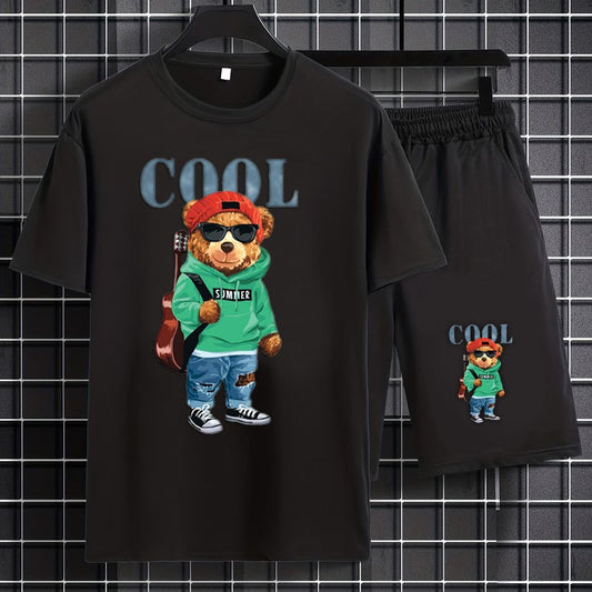 BoldBasics – Men's Sets Cool Bear Printed Regular Fit T-Shirt & Shorts