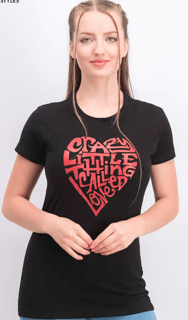 Boldbasics – Women Red Heart Printed Regular Fit T-Shirt