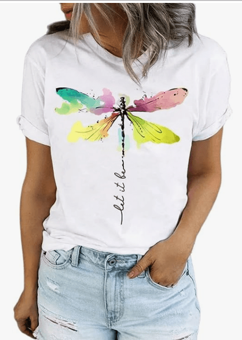 Boldbasics – Women Rainbow Butterfly Printed Regular Fit T-Shirt